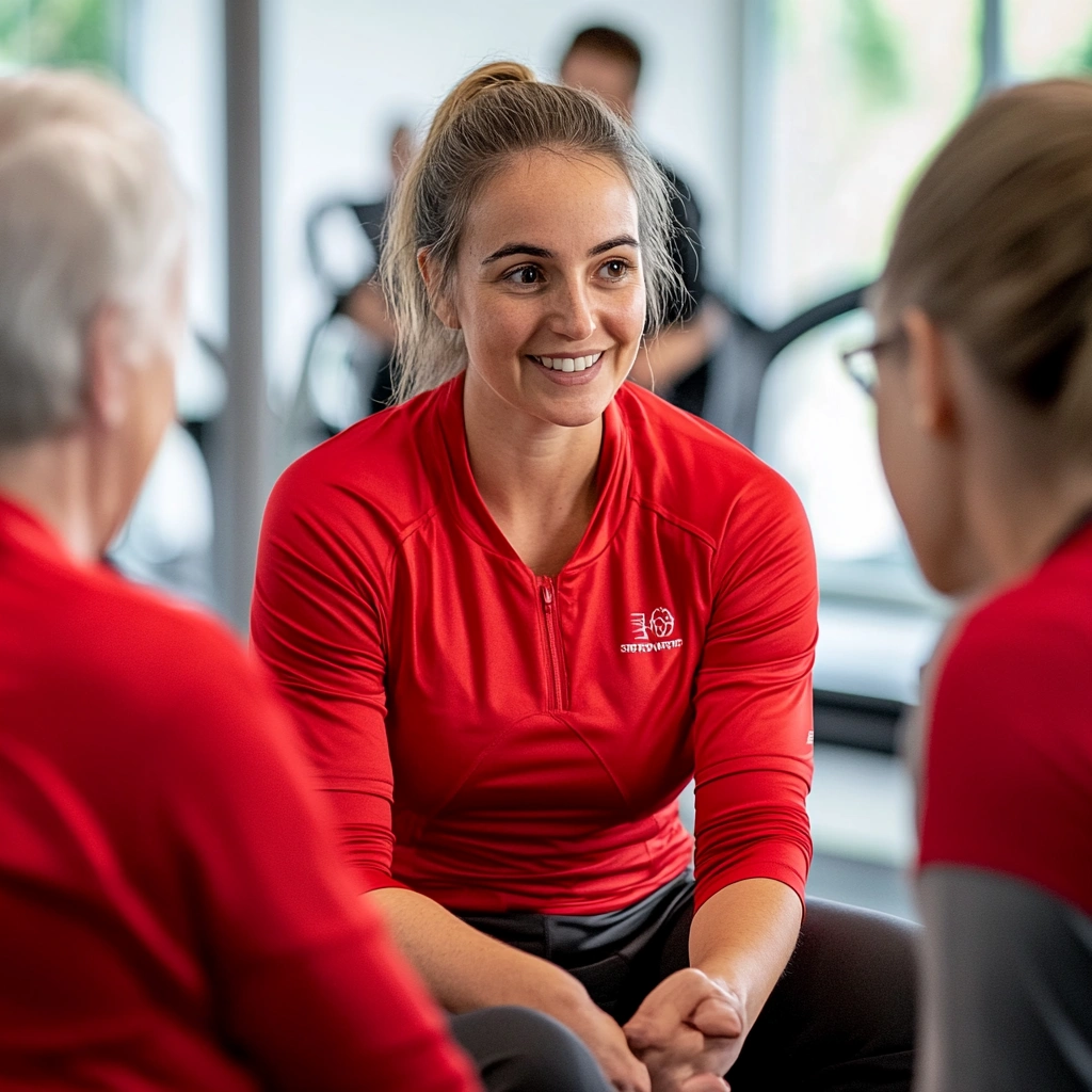 Тренер klinver проводить заняття з групою пенсіонерів