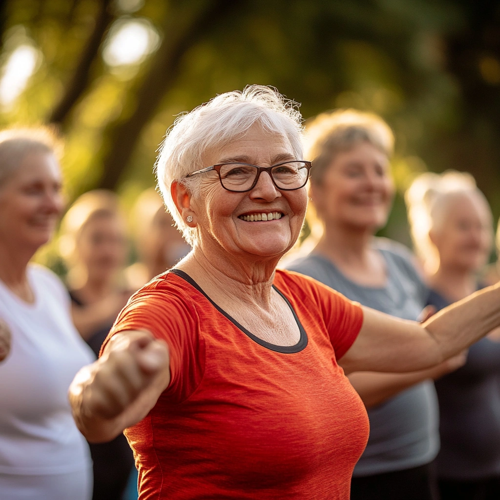 Активні пенсіонери займаються спортом на свіжому повітрі